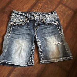 Miss Me Distressed Blue Jean Shorts